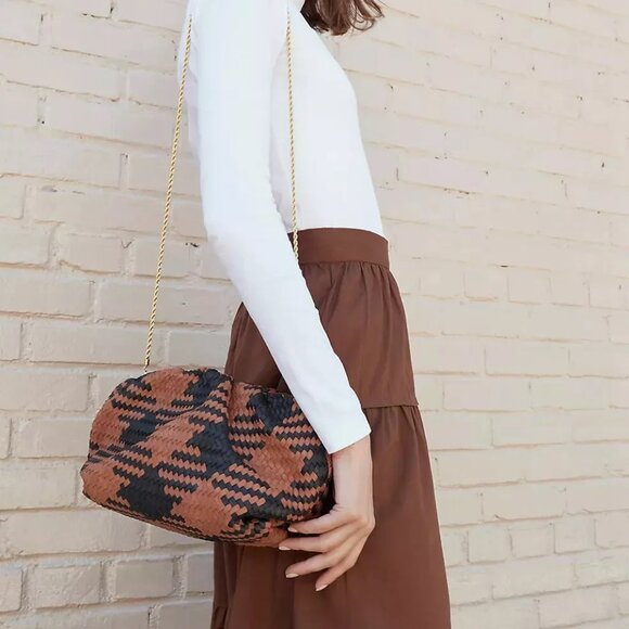 Loeffler Randall Handbags - Loeffler Randall ~ Nyla Thin Weave Check Leather Clutch Bag